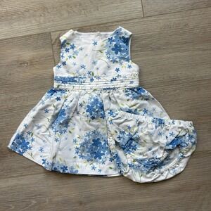 Vintage 2001 Gymboree Blue Floral Dress With Bloomers 3-6‎ Months